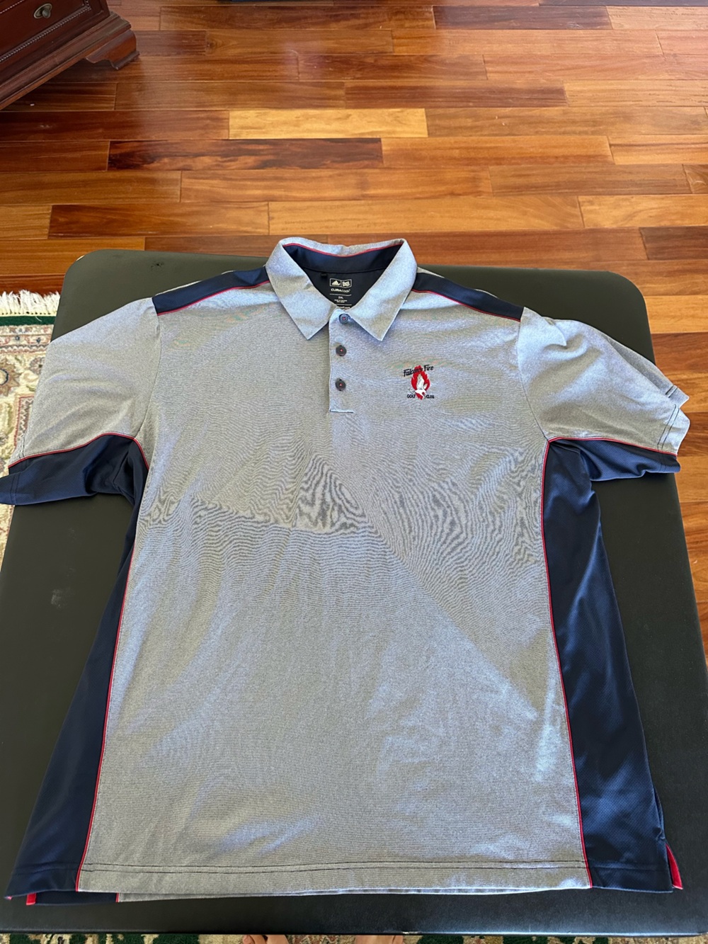 Adidas Men's Grey & Navy Performance Polo Shirt with Embroidered Logo Size 2XL